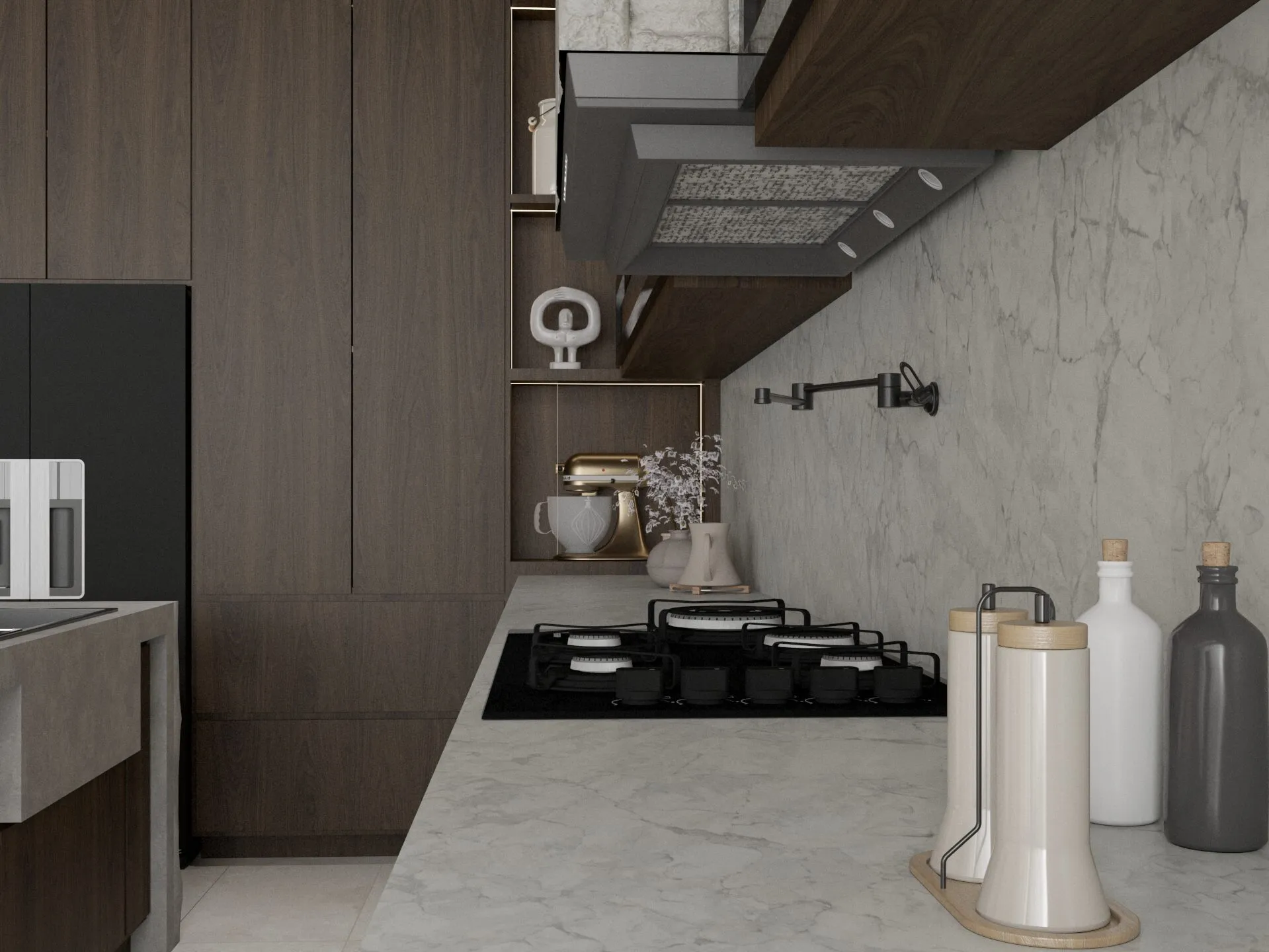 Stone & Walnut Kitchen — view 2