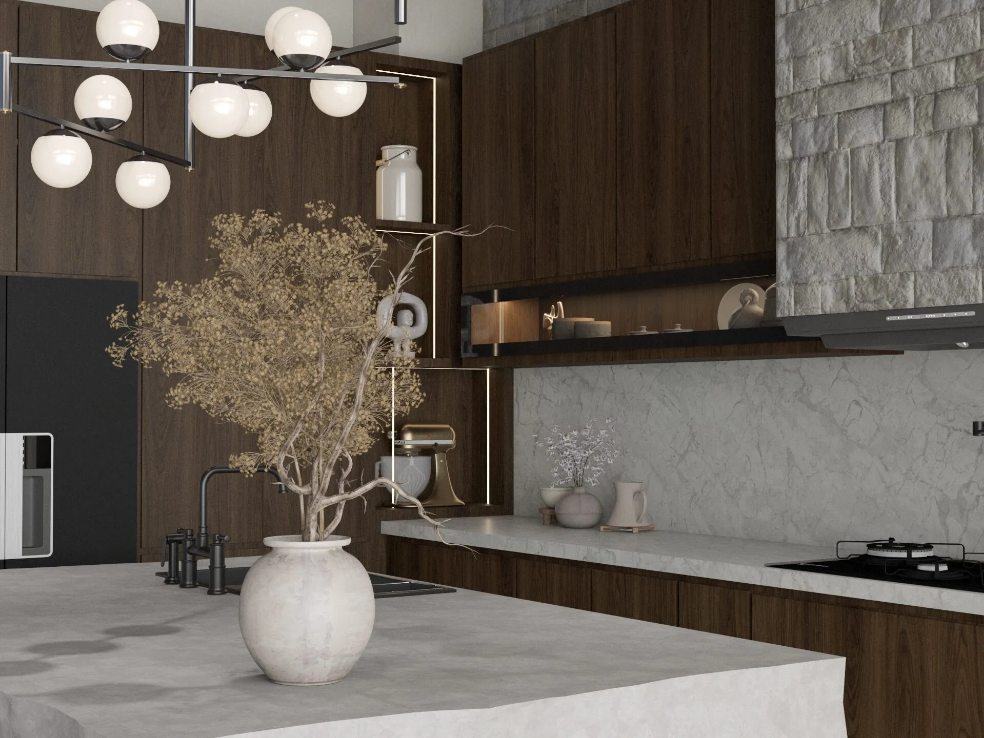 Stone & Walnut Kitchen — view 5